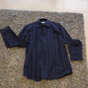 Faconnable Men’s Striped Button down Dress Shirt